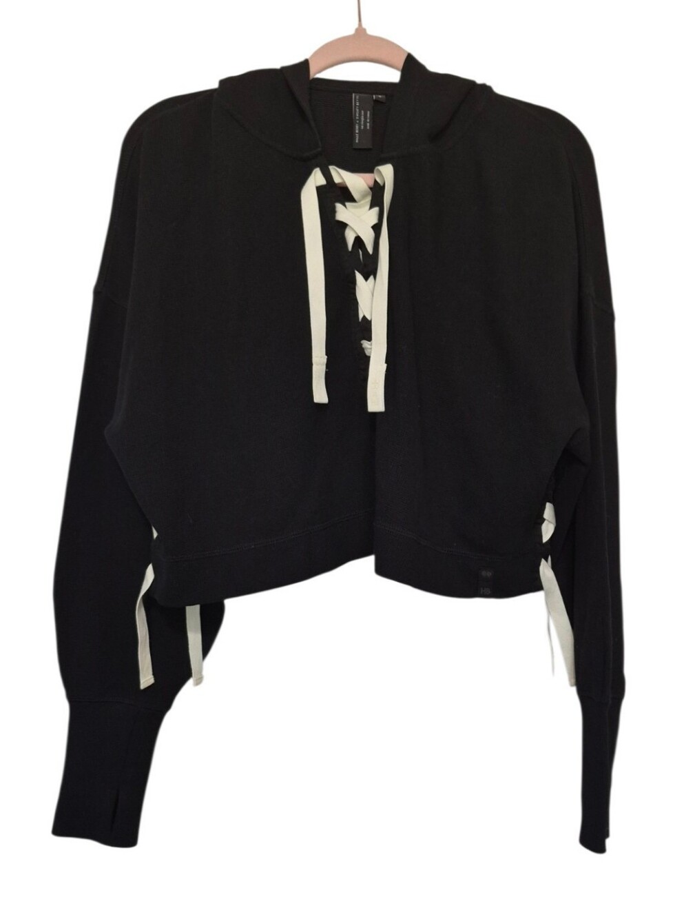 Sweaty Betty x Halle Berry Nakano Waffle Knit Hoodie Black Small